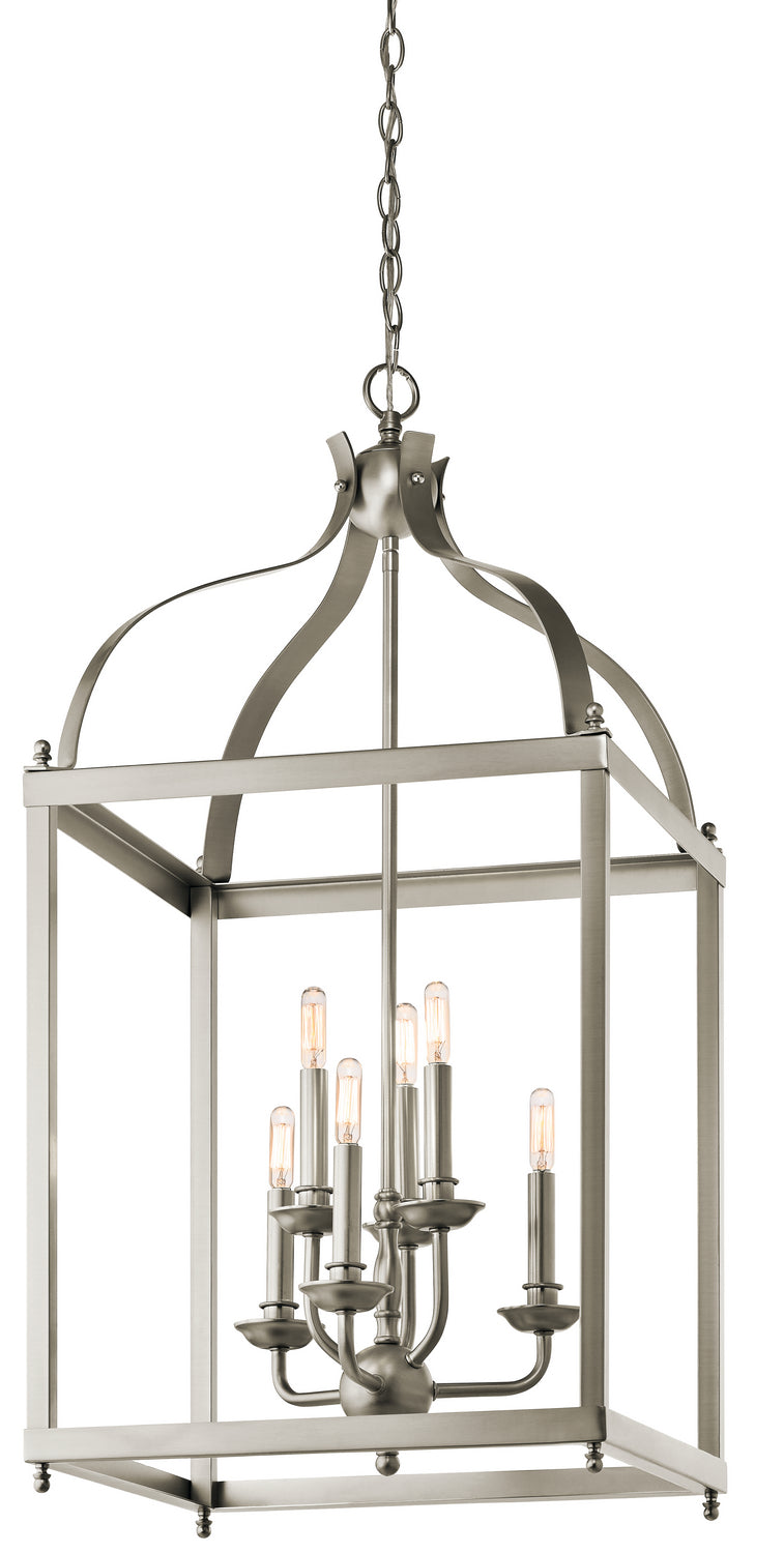 Kichler 42568NI Six Light Foyer Chandelier, Brushed Nickel Finish - LightingWellCo