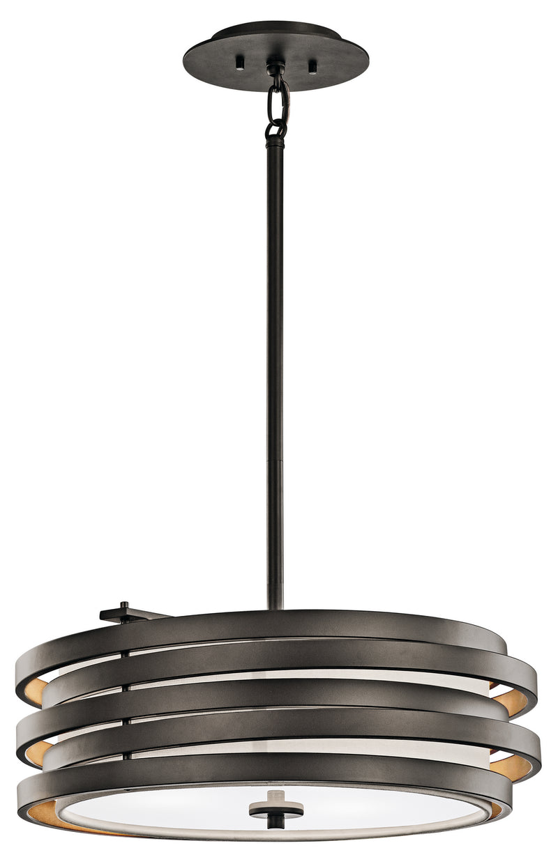 Kichler 43301OZ Three Light Pendant, Olde Bronze Finish - LightingWellCo