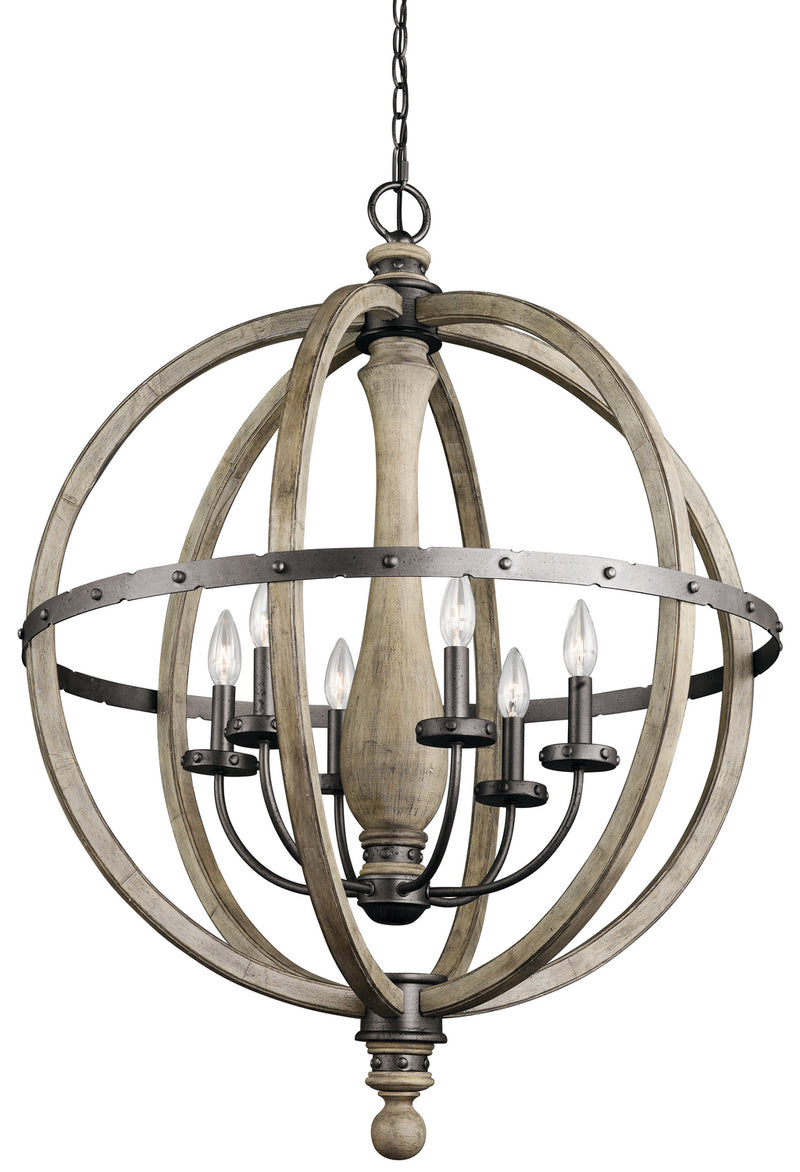 Kichler 43327DAG Six Light Chandelier, Distressed Antique Gray Finish - LightingWellCo