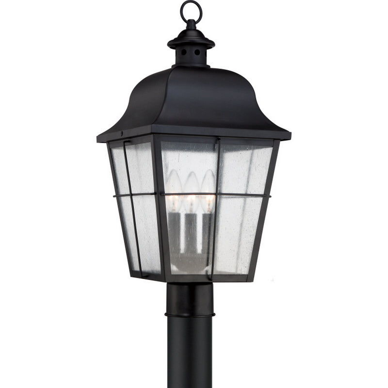 Quoizel MHE9010K Three Light Outdoor Post Lantern, Mystic Black Finish - LightingWellCo