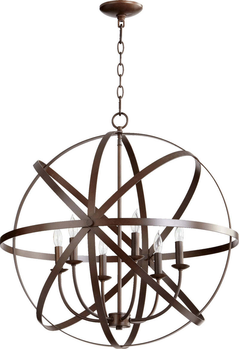 Quorum 6009-6-86 Six Light Chandelier, Oiled Bronze Finish - LightingWellCo