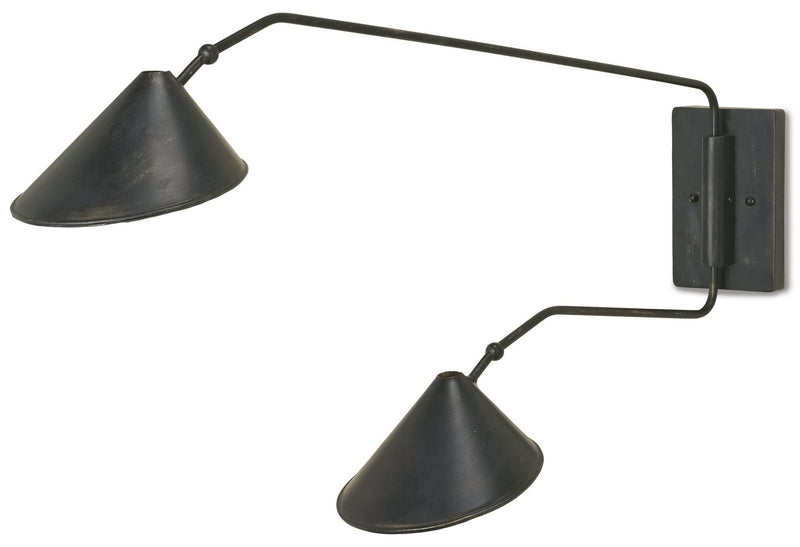 Currey and Company 5172 Two Light Wall Sconce, French Black/Gold Leaf Finish-LightingWellCo