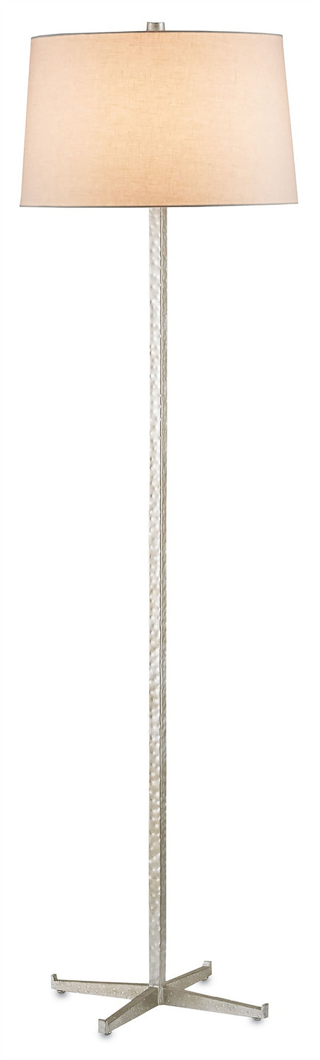 Currey and Company 8066 One Light Floor Lamp, Contemporary Silver Leaf Finish-LightingWellCo