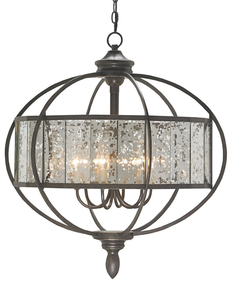 Currey and Company 9330 Six Light Chandelier, Bronze Gold/Raj Mirror Finish-LightingWellCo