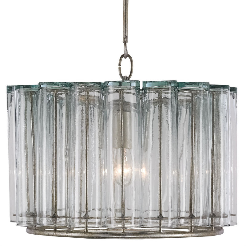 Currey and Company 9375 One Light Pendant, Silver Leaf Finish-LightingWellCo