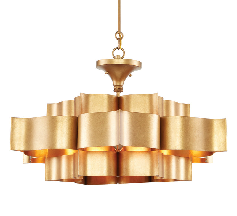 Currey and Company 9494 Six Light Chandelier, Antique Gold Leaf Finish-LightingWellCo