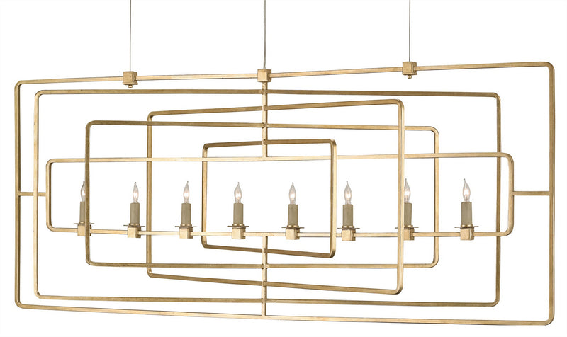 Currey and Company 9542 Eight Light Chandelier, Contemporary Gold Leaf Finish-LightingWellCo