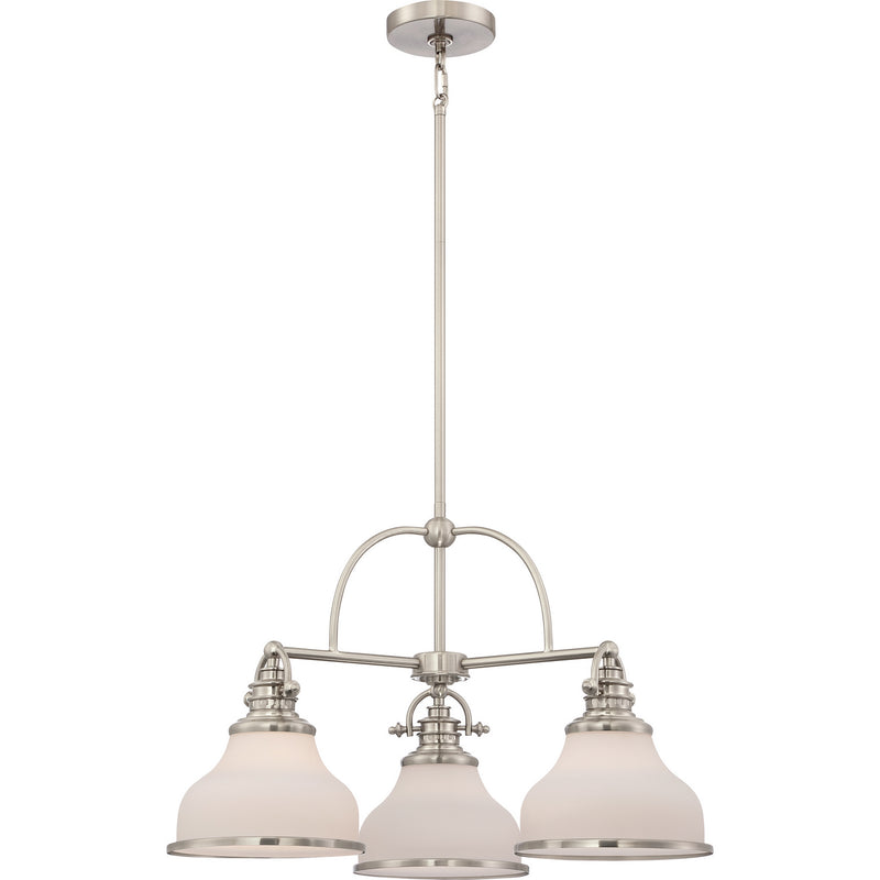 Quoizel GRT5103BN Three Light Chandelier, Brushed Nickel Finish - LightingWellCo