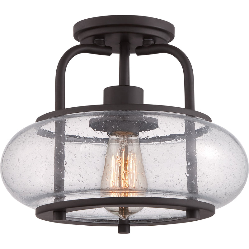 Quoizel TRG1712OZ One Light Semi Flush Mount, Old Bronze Finish - LightingWellCo