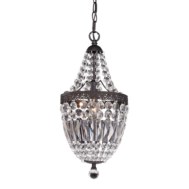 ELK Home 122-026 One Light Mini Chandelier, Clear Crystal, Dark Bronze, Dark Bronze Finish - At LightingWellCo