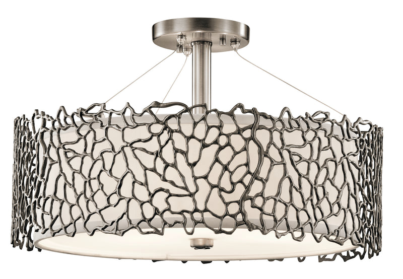 Kichler 43346CLP Three Light Pendant/Semi Flush Mount, Classic Pewter Finish - LightingWellCo