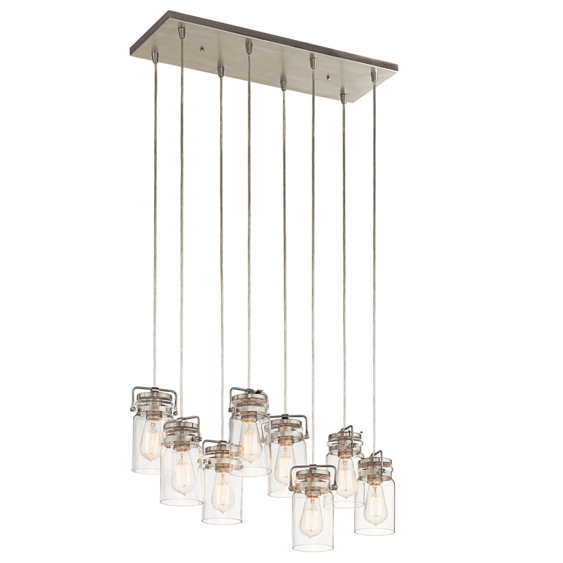 Kichler 42890NI Eight Light Linear Chandelier, Brushed Nickel Finish - LightingWellCo