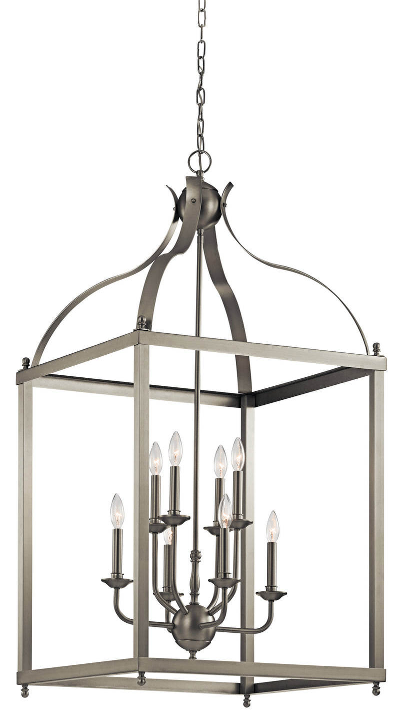 Kichler 42591NI Eight Light Foyer Chandelier, Brushed Nickel Finish - LightingWellCo