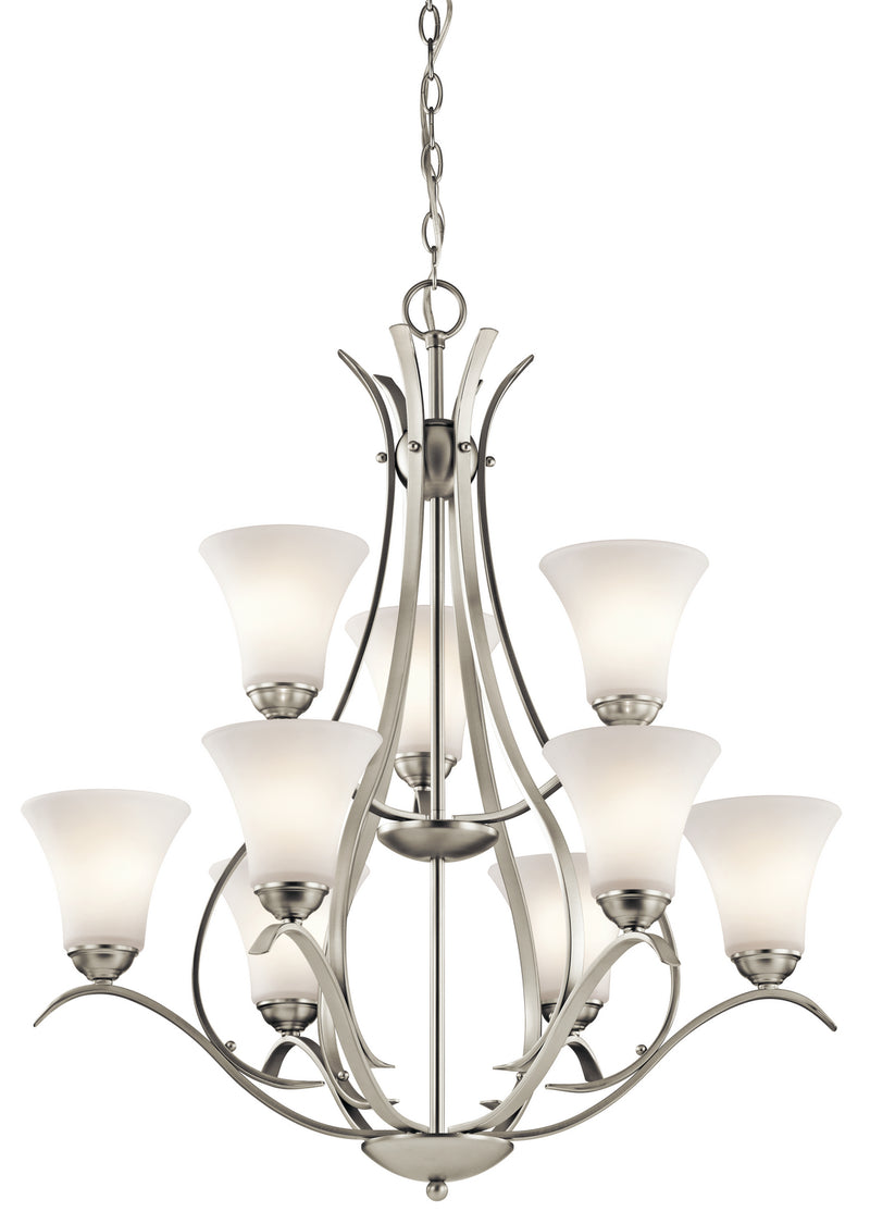 Kichler 43506NI Nine Light Chandelier, Brushed Nickel Finish - LightingWellCo