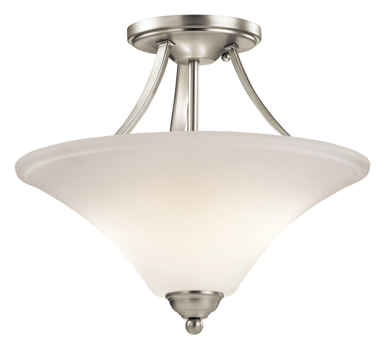 Kichler 43512NI Two Light Semi Flush Mount, Brushed Nickel Finish - LightingWellCo