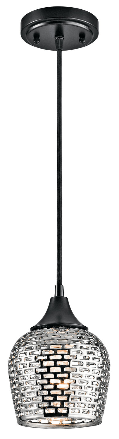 Kichler 43489BKSLV One Light Mini Pendant, Black Material (Not Painted) Finish - LightingWellCo