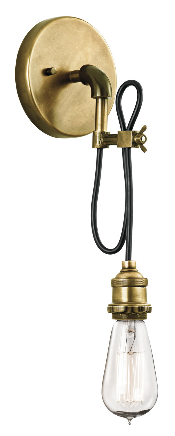 Kichler 43589NBR One Light Mini Pendant/Wall Mount, Natural Brass Finish - LightingWellCo