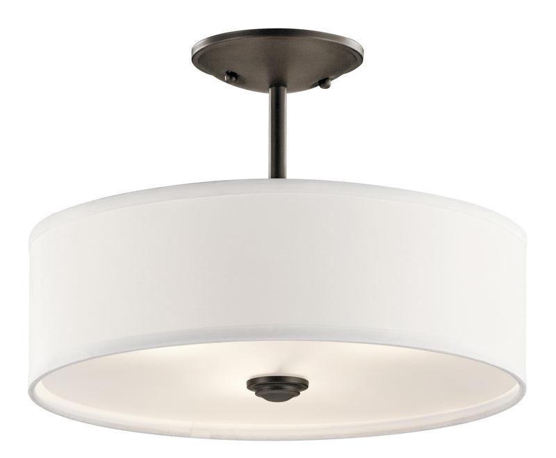 Kichler 43675OZ Three Light Semi Flush Mount, Olde Bronze Finish - LightingWellCo