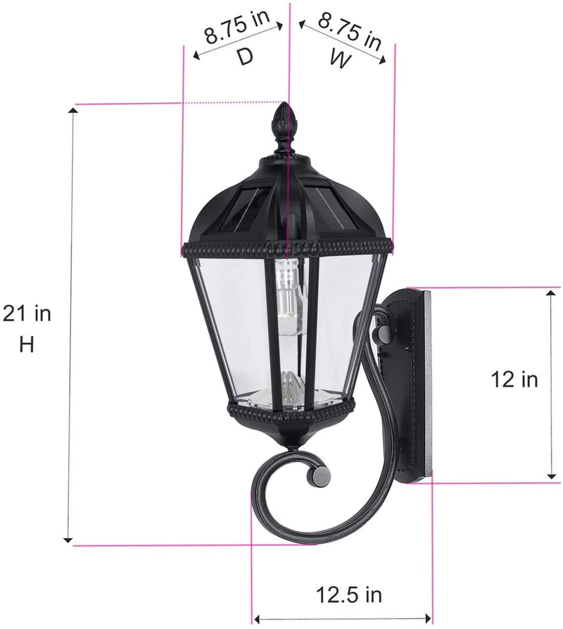 Gama Sonic GS-98B-W-BLK Royal Bulb Solar Light - Wall Mount - Black - LightingWellCo