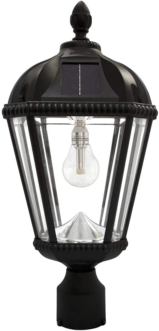 Gama Sonic GS-98B-F-BLK Royal Bulb Solar Light - 3" Fitter - Black - LightingWellCo