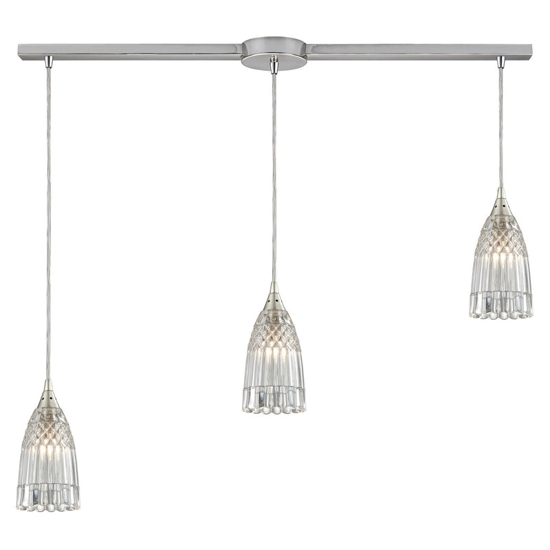 ELK Home 10458/3L Three Light Pendant, Satin Nickel Finish - At LightingWellCo