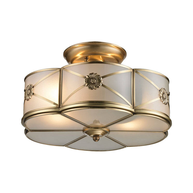 ELK Home 22002/2 Two Light Semi Flush Mount, Brushed Brass Finish - At LightingWellCo