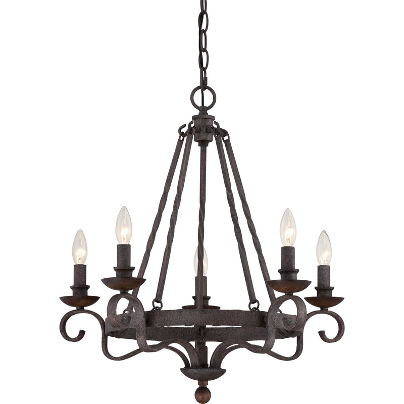 Quoizel NBE5005RK Five Light Chandelier, Rustic Black Finish - LightingWellCo