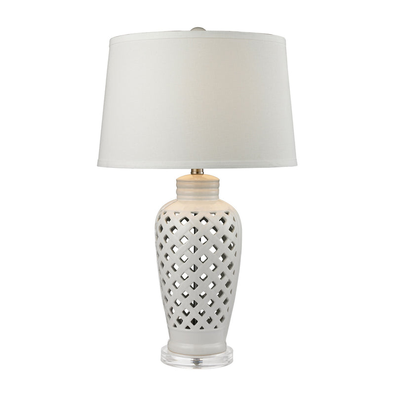 ELK Home D2621 One Light Table Lamp, White Finish-LightingWellCo