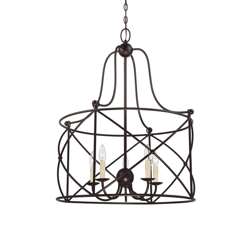 Savoy House 1-4072-5-13 Five Light Pendant, English Bronze Finish LightingWellCo