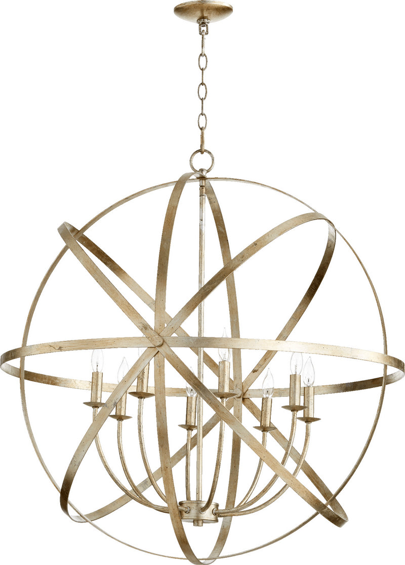 Quorum 6009-8-60 Eight Light Chandelier, Aged Silver Leaf Finish - LightingWellCo