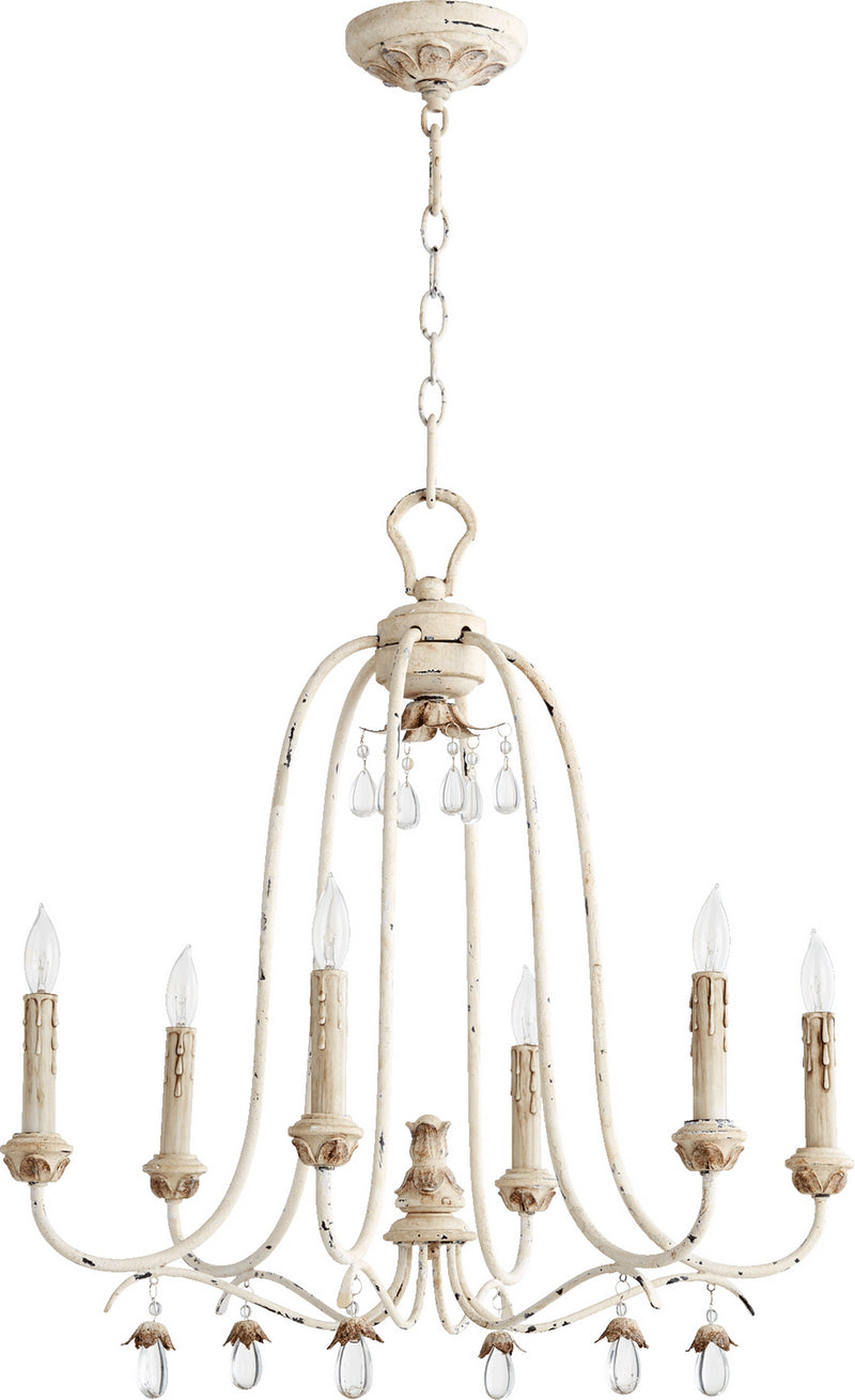 Quorum 6144-6-70 Six Light Chandelier, Persian White Finish - LightingWellCo