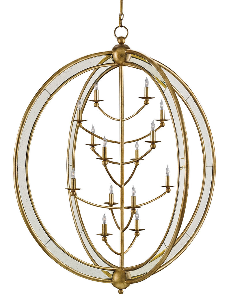 Currey and Company 9236 14 Light Chandelier, Gold Granello/Antique Mirror Finish-LightingWellCo