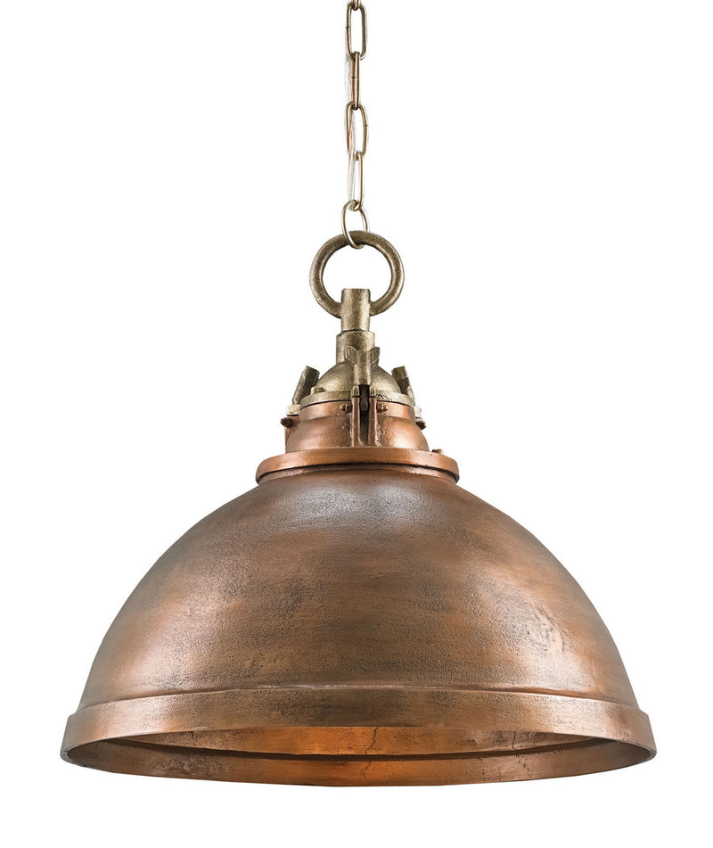 Currey and Company 9857 One Light Pendant, Copper/Antique Brass Finish-LightingWellCo