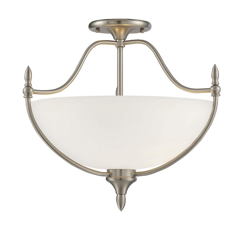 Savoy House 6-1005-3-SN Three Light Semi-Flush Mount, Satin Nickel Finish LightingWellCo