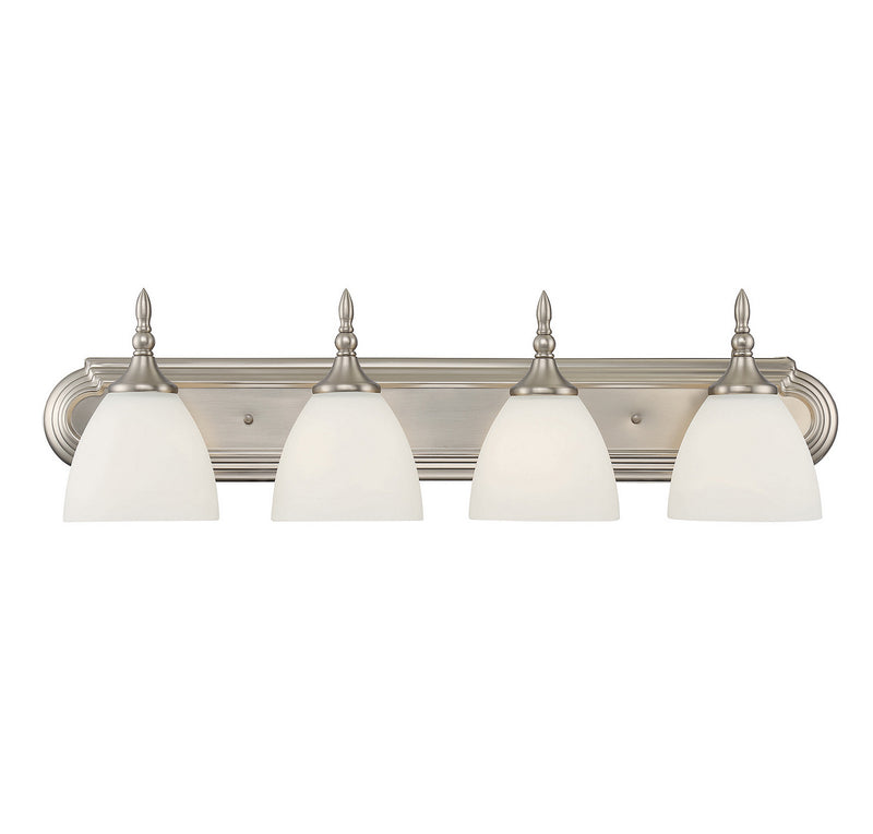 Savoy House Herndon 8-1007-4-SN Four Light Bath Bar, Satin Nickel Finish - LightingWellCo