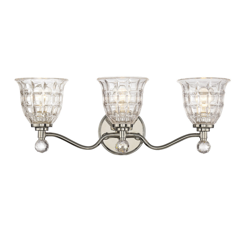 Savoy House Birone 8-880-3-109 Three Light Bath Bar, Polished Nickel Finish - LightingWellCo