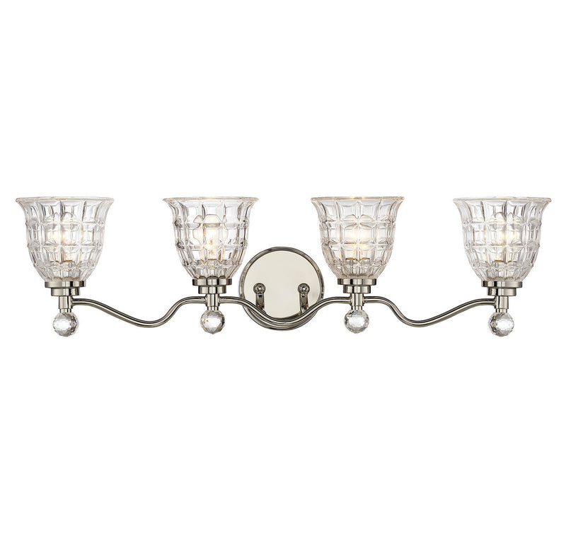 Savoy House Birone 8-880-4-109 Four Light Bath Bar, Polished Nickel Finish - LightingWellCo