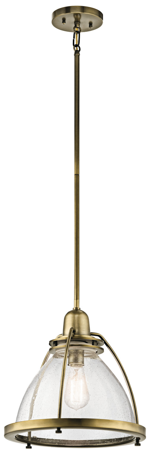 Kichler 43737NBR One Light Pendant, Natural Brass Finish - LightingWellCo