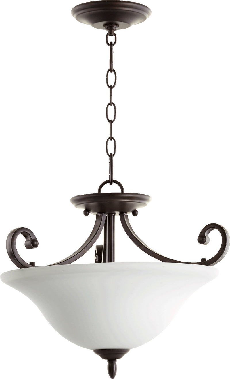 Quorum 2854-18186 Three Light Dual Mount, Oiled Bronze w/ Satin Opal Finish - LightingWellCo