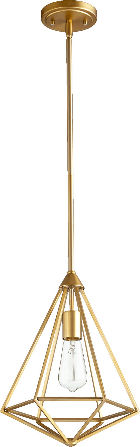 Quorum 3311-80 One Light Pendant, Aged Brass Finish - LightingWellCo