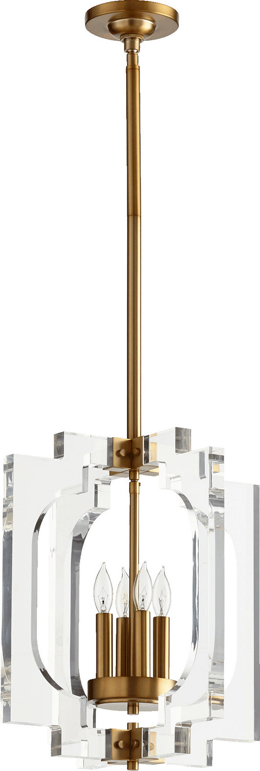 Quorum 605-4-80 Four Light Pendant, Aged Brass Finish - LightingWellCo