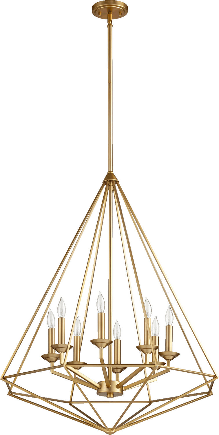 Quorum 8311-8-80 Eight Light Pendant, Aged Brass Finish - LightingWellCo