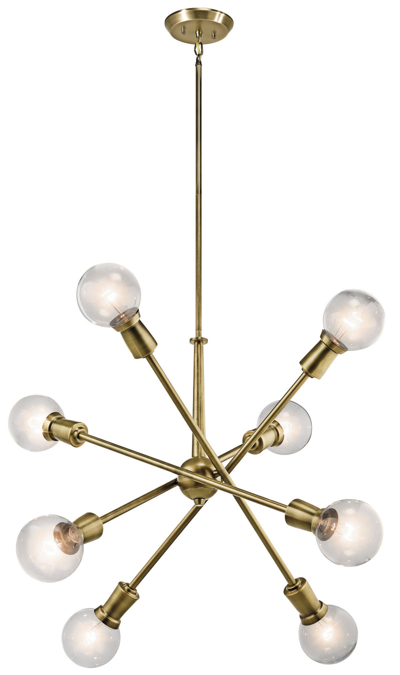 Kichler 43118NBR Eight Light Chandelier, Natural Brass Finish - LightingWellCo