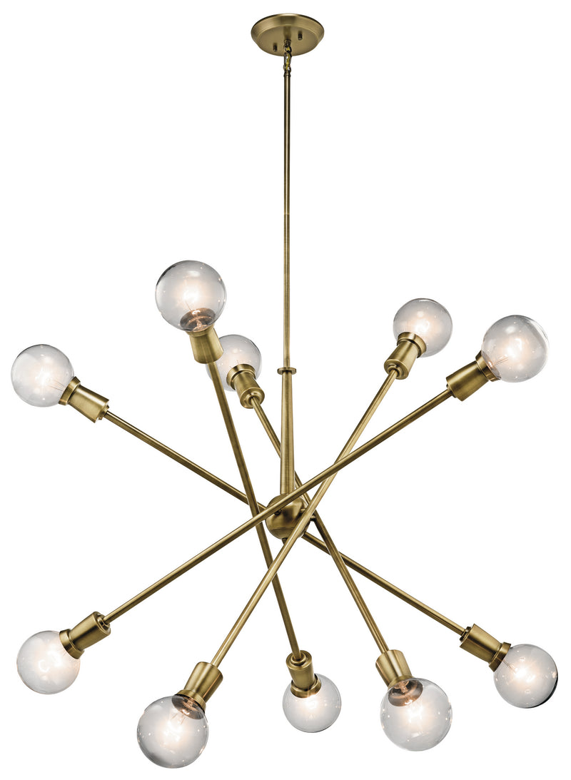 Kichler 43119NBR Ten Light Chandelier, Natural Brass Finish - LightingWellCo