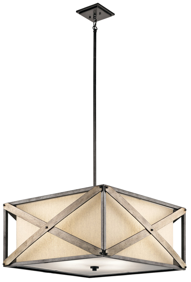 Kichler 43776AVI Four Light Pendant/Semi Flush Mount, Anvil Iron Finish - LightingWellCo