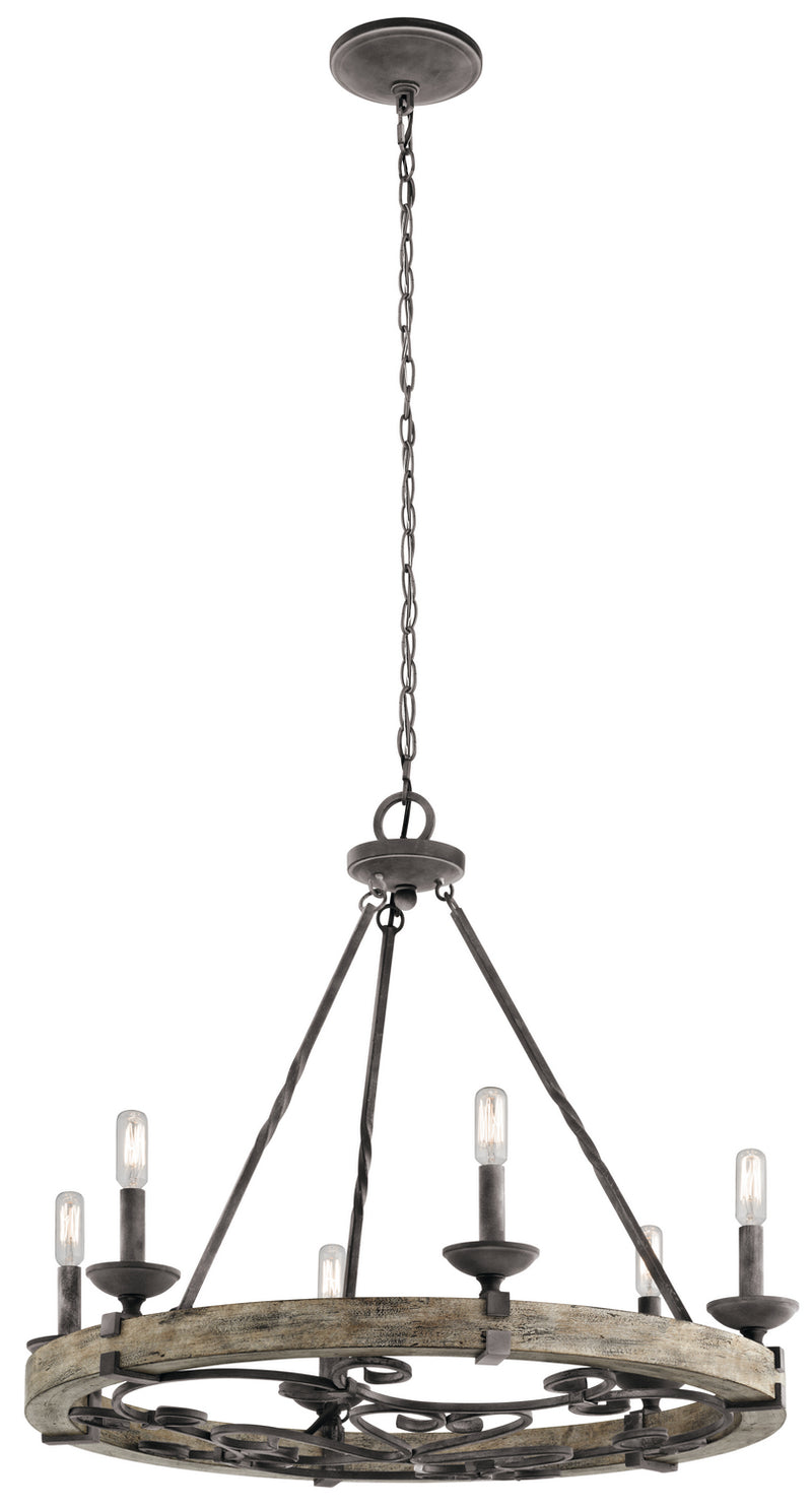 Kichler 43823WZC Six Light Chandelier, Weathered Zinc Finish - LightingWellCo