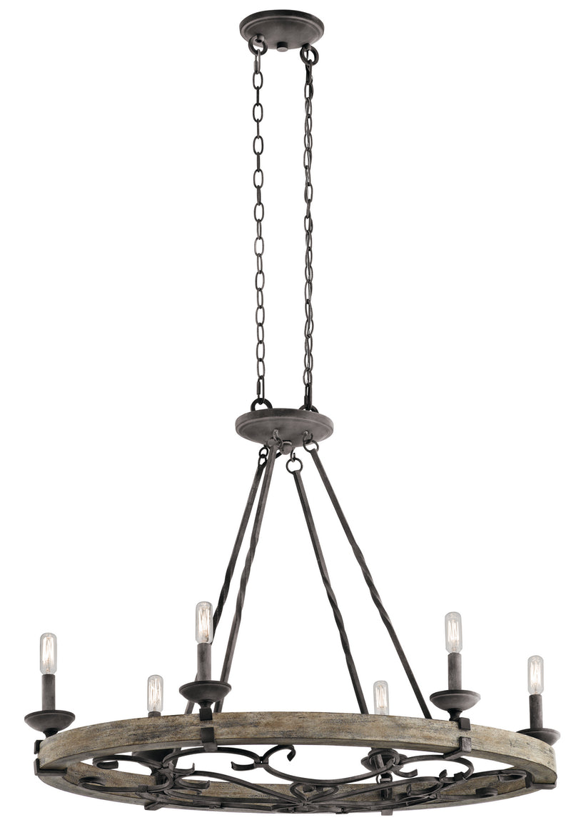 Kichler 43824WZC Six Light Pendant, Weathered Zinc Finish - LightingWellCo