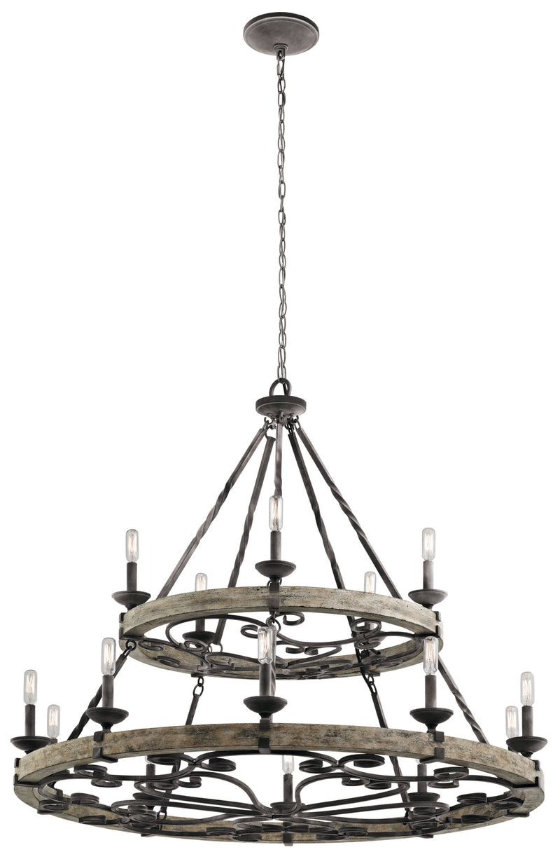 Kichler 43826WZC 15 Light Chandelier, Weathered Zinc Finish - LightingWellCo