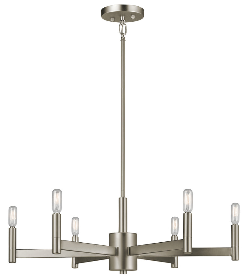 Kichler 43859SN Six Light Chandelier, Satin Nickel Finish - LightingWellCo