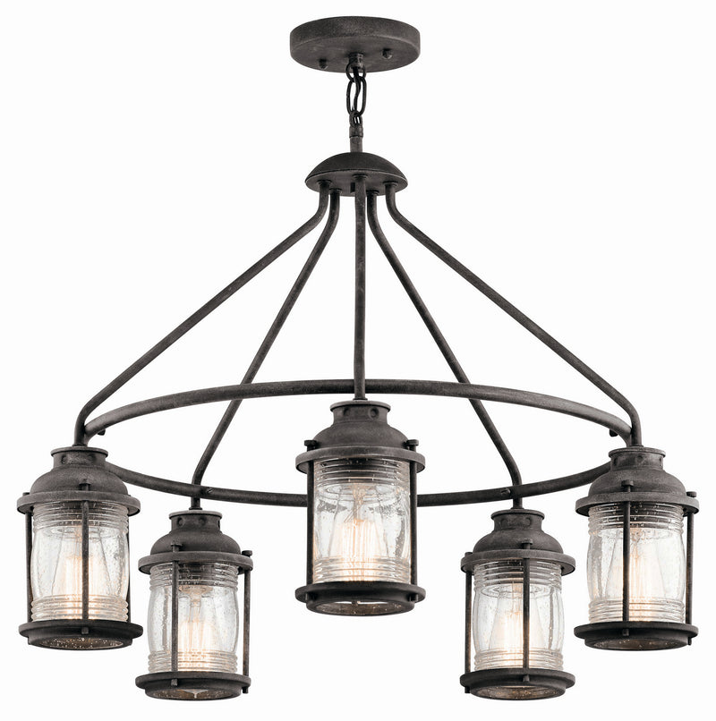 Kichler 49667WZC Five Light Outdoor Chandelier, Weathered Zinc Finish - LightingWellCo